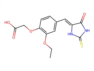 2-[2-Ethoxy-4-[(5-oxo-2-thioxo-4-imidazolidinylidene)methyl]phenoxy]acetic acid structure