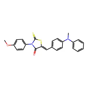 (5E)-3-(4-methoxyphenyl)-5-[[4-(N-methylanilino)phenyl]methylidene]-2-sulfanylidene-1,3-thiazolidin-4-one structure