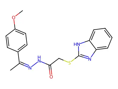 2-(1H-benzimidazol-2-ylsulfanyl)-N'-[(1E)-1-(4-methoxyphenyl)ethylidene]acetohydrazide structure