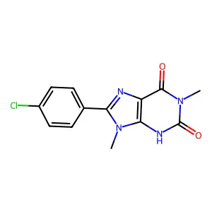 8-(4-chlorophenyl)-1,9-dimethyl-3H-purine-2,6-dione structure