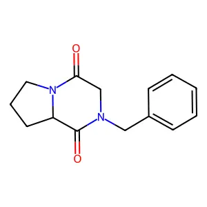 (8aR)-2-benzyl-6,7,8,8a-tetrahydro-3H-pyrrolo[1,2-a]pyrazine-1,4-dione structure