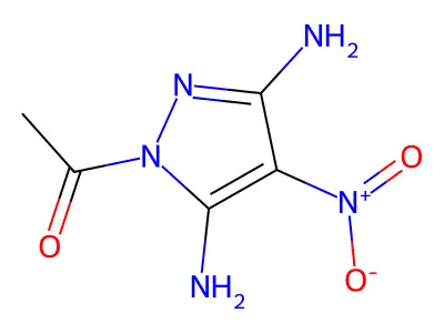 1-acetyl-3,5-diamino-4-nitro-1H-pyrazole structure
