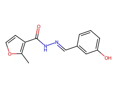 N-[(E)-(3-hydroxyphenyl)methylideneamino]-2-methylfuran-3-carboxamide structure