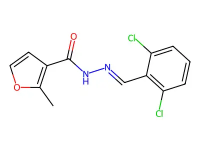 N-[(E)-(2,6-dichlorophenyl)methylideneamino]-2-methylfuran-3-carboxamide structure