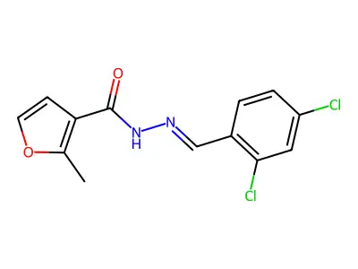 N-[(E)-(2,4-dichlorophenyl)methylideneamino]-2-methylfuran-3-carboxamide structure