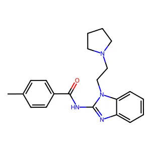 4-methyl-N-[1-[2-(1-pyrrolidinyl)ethyl]-2-benzimidazolyl]benzamide structure