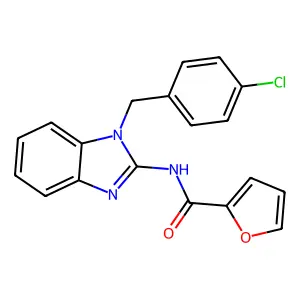 N-[1-[(4-chlorophenyl)methyl]benzimidazol-2-yl]furan-2-carboxamide structure