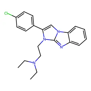 2-[2-(4-chlorophenyl)imidazo[1,2-a]benzimidazol-3-yl]-N,N-diethylethanamine structure