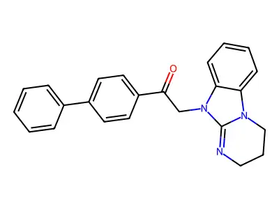 2-(3,4-dihydro-2H-pyrimido[1,2-a]benzimidazol-10-yl)-1-(4-phenylphenyl)ethanone structure