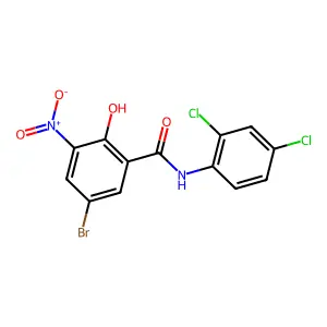 5-bromo-N-(2,4-dichlorophenyl)-2-hydroxy-3-nitrobenzamide structure