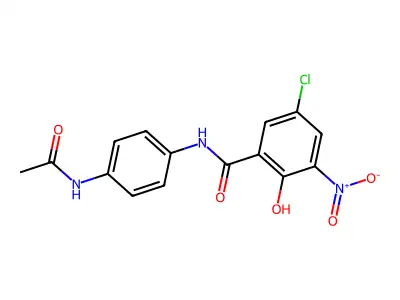 N-(4-acetamidophenyl)-5-chloro-2-hydroxy-3-nitrobenzamide structure