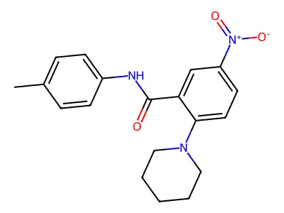 5-nitro-N-(4-methylphenyl)-2-(1-piperidinyl)benzamide structure
