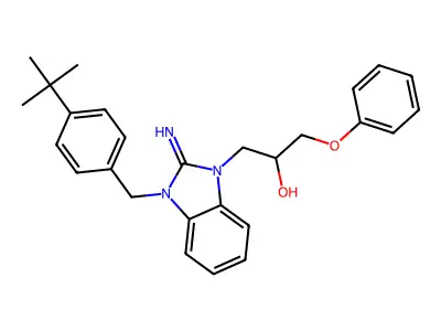 1-[3-(4-tert-butyl-benzyl)-2-imino-2,3-dihydro-benzoimidazol-1-yl]-3-phenoxy-propan-2-ol structure