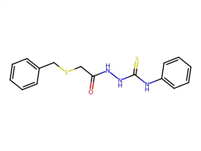 2-((Benzylthio)acetyl)-N-phenylhydrazinecarbothioamide structure
