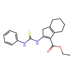 Ethyl 2-((anilinocarbothioyl)amino)-4,5,6,7-tetrahydro-1H-indene-3-carboxylate structure