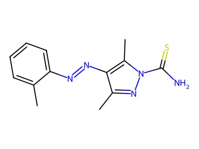 3,5-Dimethyl-4-[(2-methylphenyl)diazenyl]pyrazole-1-carbothioamide structure