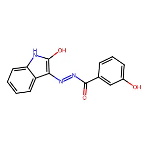 3-hydroxy-N'-[(3E)-2-oxo-1,2-dihydro-3H-indol-3-ylidene]benzohydrazide structure