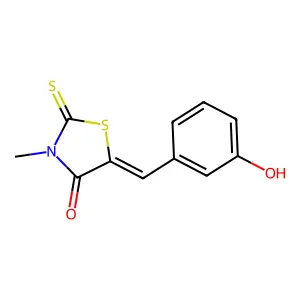 (5Z)-5-(3-hydroxybenzylidene)-3-methyl-2-thioxo-1,3-thiazolidin-4-one structure