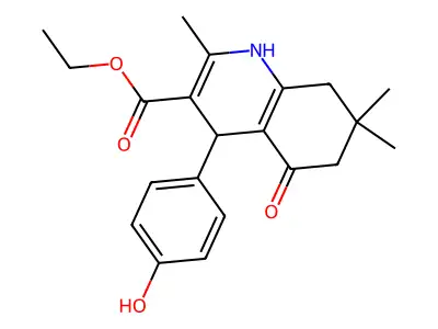 ethyl 4-(4-hydroxyphenyl)-2,7,7-trimethyl-5-oxo-1,4,5,6,7,8-hexahydroquinoline-3-carboxylate structure