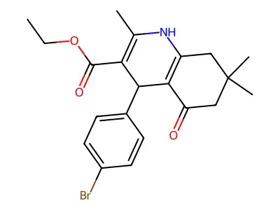 ethyl 4-(4-bromophenyl)-2,7,7-trimethyl-5-oxo-1,4,5,6,7,8-hexahydroquinoline-3-carboxylate structure
