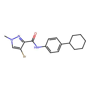 4-bromo-N-(4-cyclohexylphenyl)-1-methylpyrazole-3-carboxamide structure
