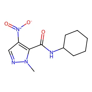 N-cyclohexyl-2-methyl-4-nitropyrazole-3-carboxamide structure