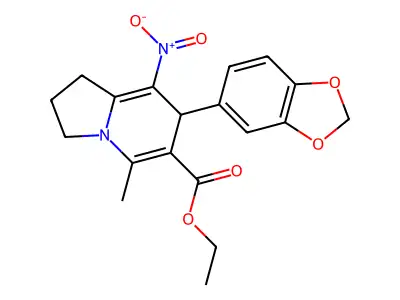 Ethyl 7-(1,3-benzodioxol-5-yl)-1,2,3,7-tetrahydro-5-methyl-8-nitro-6-indolizinecarboxylate structure