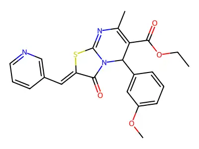 ethyl (2Z)-5-(3-methoxyphenyl)-7-methyl-3-oxo-2-(pyridin-3-ylmethylidene)-2,3-dihydro-5H-[1,3]thiazolo[3,2-a]pyrimidine-6-carboxylate structure