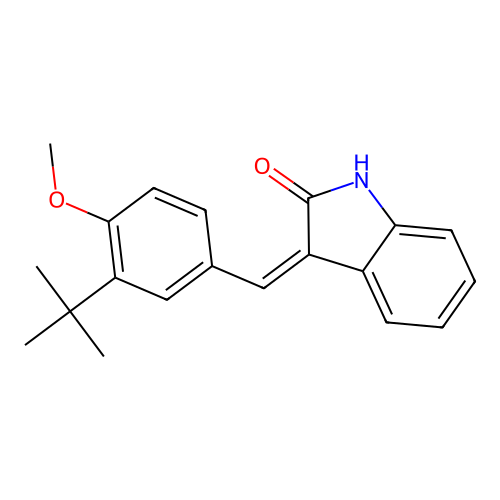 3-(3-tert-Butyl-4-methoxybenzylidenyl)indolin-2-one structure