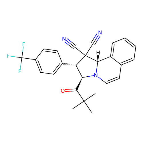 (10aS,8R,9R)-8-(2,2-dimethylpropanoyl)-9-[4-(trifluoromethyl)phenyl]-7,10a-dih ydropyrrolidino[2,1-a]isoquinoline-10,10-dicarbonitrile structure