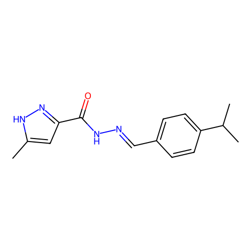 (E)-N'-(4-isopropylbenzylidene)-3-methyl-1H-pyrazole-5-carbohydrazide structure