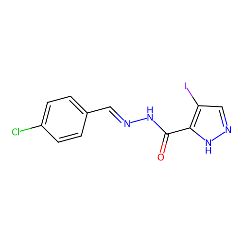 N'-[(E)-(4-chlorophenyl)methylidene]-4-iodo-1H-pyrazole-5-carbohydrazide structure