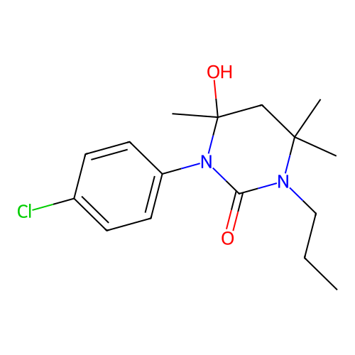 1-(4-chlorophenyl)-6-hydroxy-4,4,6-trimethyl-3-propyltetrahydropyrimidin-2(1H)-one structure