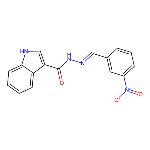 N-(3-硝基亚苄基)-1H-吲哚-3-甲酰肼 structure