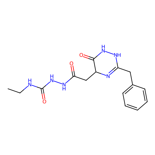 1-[[2-(3-benzyl-6-oxo-2,5-dihydro-1H-1,2,4-triazin-5-yl)acetyl]amino]-3-ethylurea structure