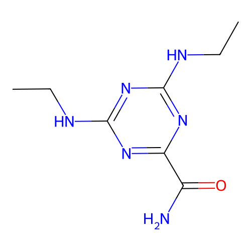 4,6-Bis(ethylamino)-1,3,5-triazine-2-carboxamide structure
