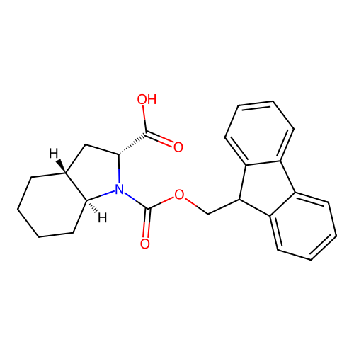 (2R,3aR,7aS)-1-{[(9H-fluoren-9-yl)methoxy]carbonyl}-octahydro-1H-indole-2-carboxylic acid structure