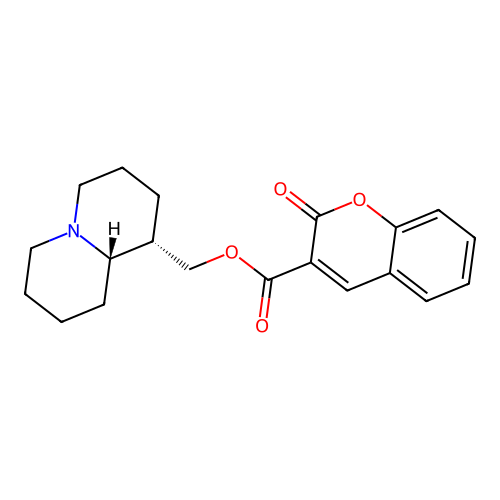 (1S,9aS)-octahydro-2H-quinolizin-1-ylmethyl 2-oxo-2H-chromene-3-carboxylate structure