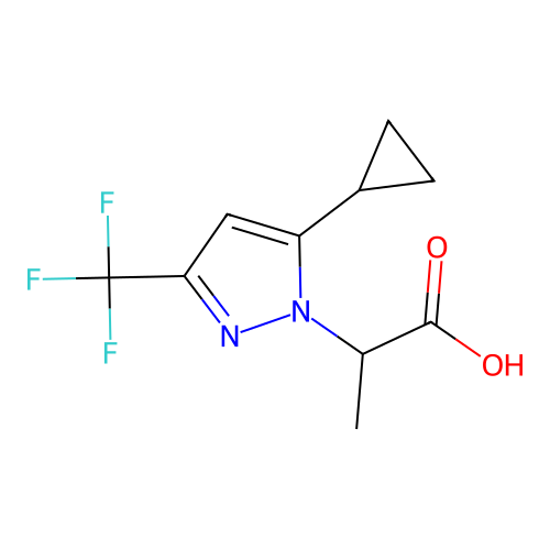 2-(5-cyclopropyl-3-(trifluoromethyl)-1H-pyrazol-1-yl)propanoic acid structure