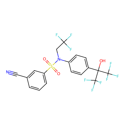 3-Cyano-N-(2,2,2-trifluoroethyl)-N-[4-[2,2,2-trifluoro-1-hydroxy-1-(trifluoromethyl)ethyl]phenyl]benzenesulfonamide structure