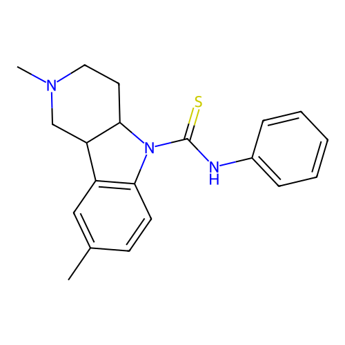 3,6-Dimethyl-N-phenyl-hexahydro-gamma-carboline-9-carbothioamide structure