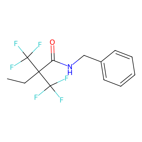 N-benzyl-2,2-bis(trifluoromethyl)butanamide structure