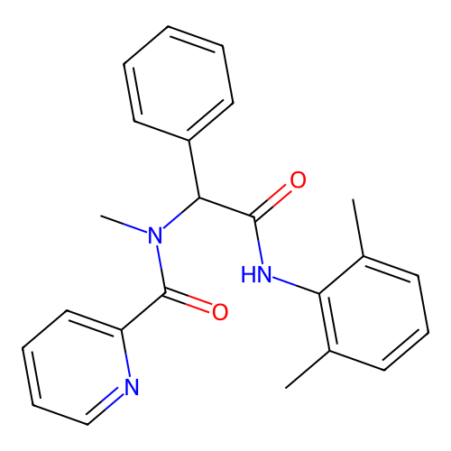 N-(2,6-dimethylphenyl)-2-(N-methyl-2-pyridylcarbonylamino)-2-phenylacetamide structure