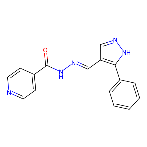 N-[(5-phenyl-1H-pyrazol-4-yl)methylideneamino]pyridine-4-carboxamide structure