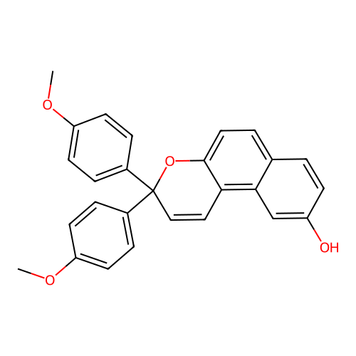 3,3-bis(4-methoxyphenyl)-3H-benzo[f]chromen-9-ol structure