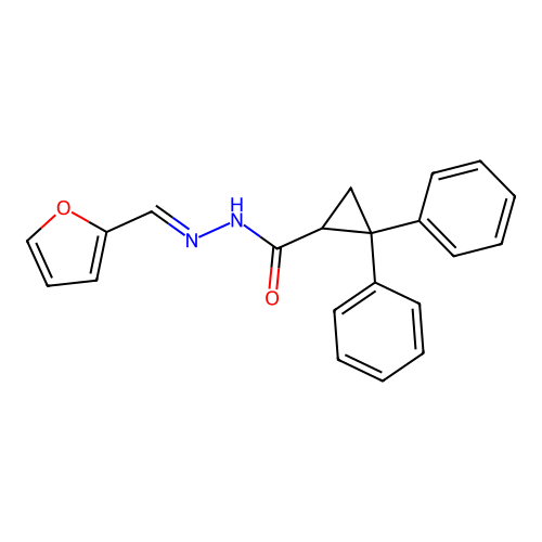 N'-(2-furylmethylene)-2,2-diphenylcyclopropanecarbohydrazide structure