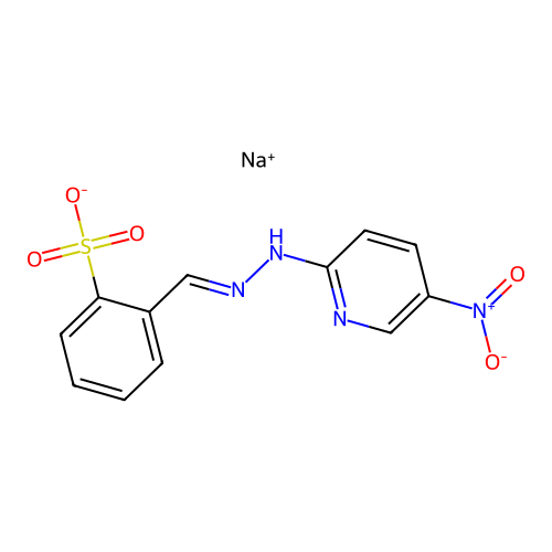 Benzenesulfonic acid, o-formyl-, (5-nitro-2-pyridyl)hydrazone, monosodium salt structure