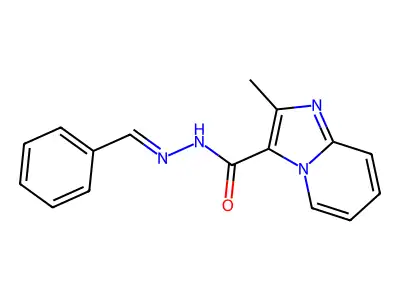 N-[(E)-benzylideneamino]-2-methylimidazo[1,2-a]pyridine-3-carboxamide structure