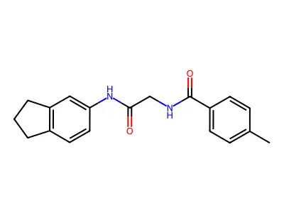N-[2-(2,3-dihydro-1H-inden-5-ylamino)-2-oxoethyl]-4-methylbenzamide structure