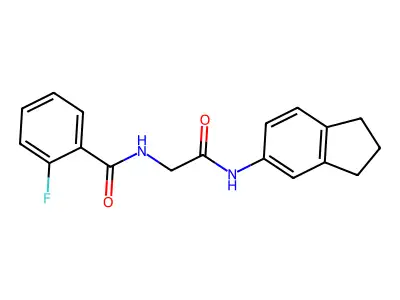 N-[2-(2,3-dihydro-1H-inden-5-ylamino)-2-oxoethyl]-2-fluorobenzamide structure